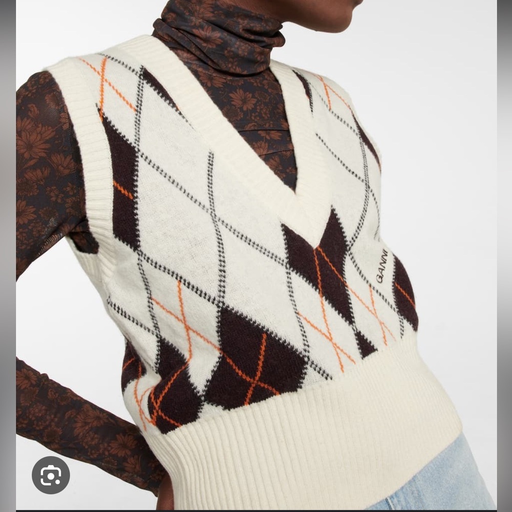 Ganni argyle sweater vest